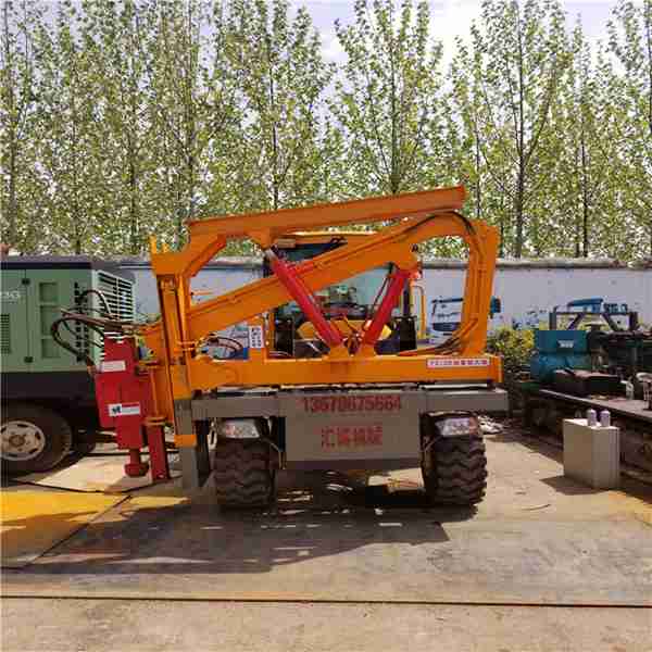直銷護欄打樁機 輪式護欄打樁機 公路護欄立桿鉆孔一體機廠家