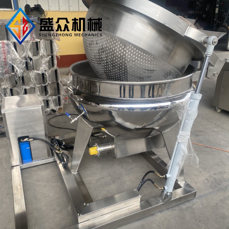 電加熱可翻筐出料夾層鍋 豬肉鹵煮自動(dòng)翻筐夾層鍋 肉制品焯水夾層鍋